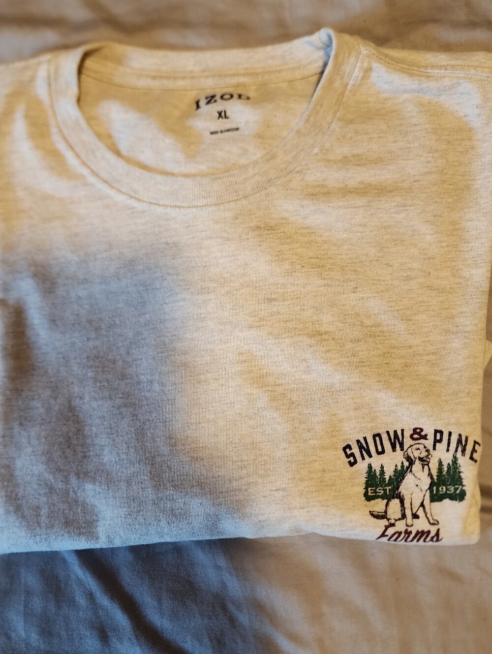 Izod Cream Graphic Tee with Snow & Pine Farms Design